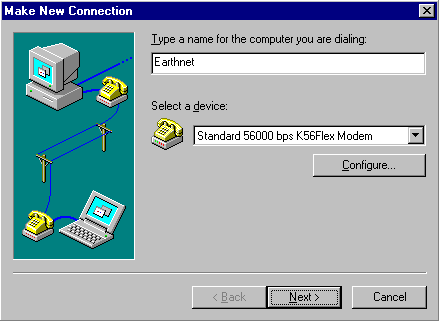 Computer window depicting an old standard of conecting to the internet. Dial-up.